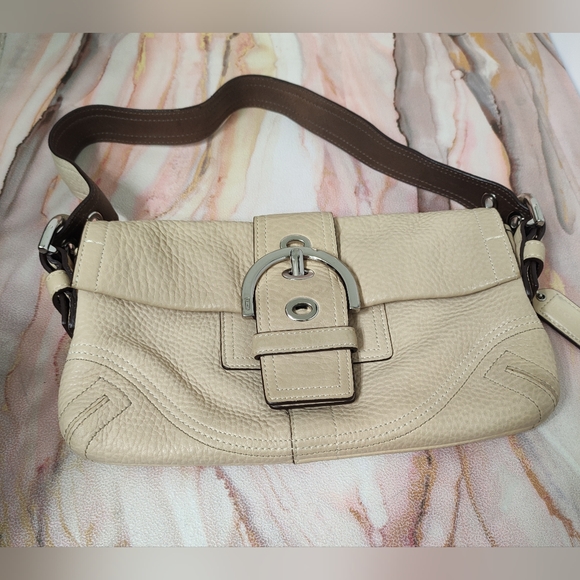 Vintage Coach 3511 Soho Leather Flap Shoulder Bag Ivory - Picture 9 of 14